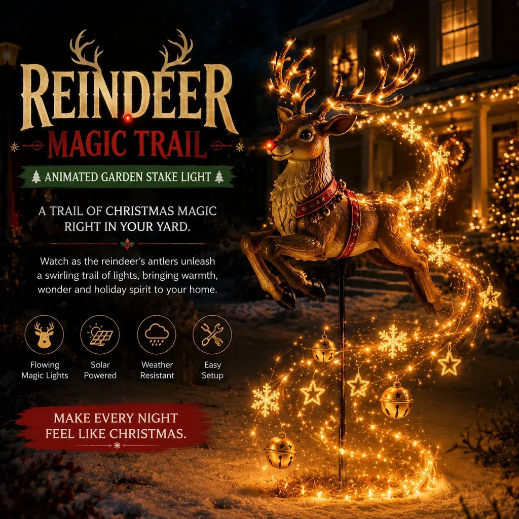 Solar Christmas Decoration | Flying Santa Sleigh Design | Warm Golden Lights