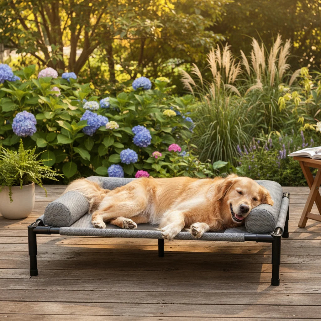 Elevated Dog Bed | Ventilated Mesh & Sturdy Steel Frame | Outdoor & Camping