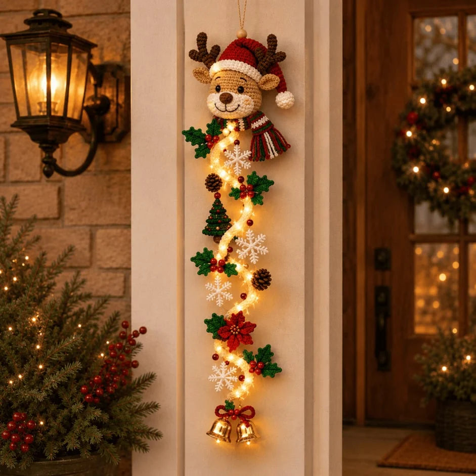 Christmas Door Hanger | Warm White Lights & Cordless | 70 cm