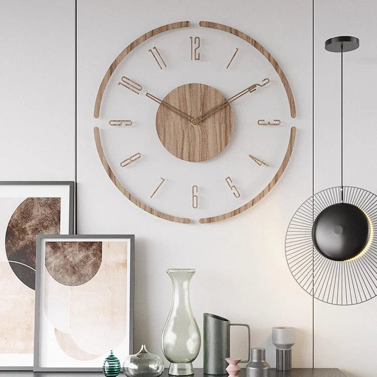Wall Clock | Scandinavian Solid Wood & Silent Operation | 35.5 cm