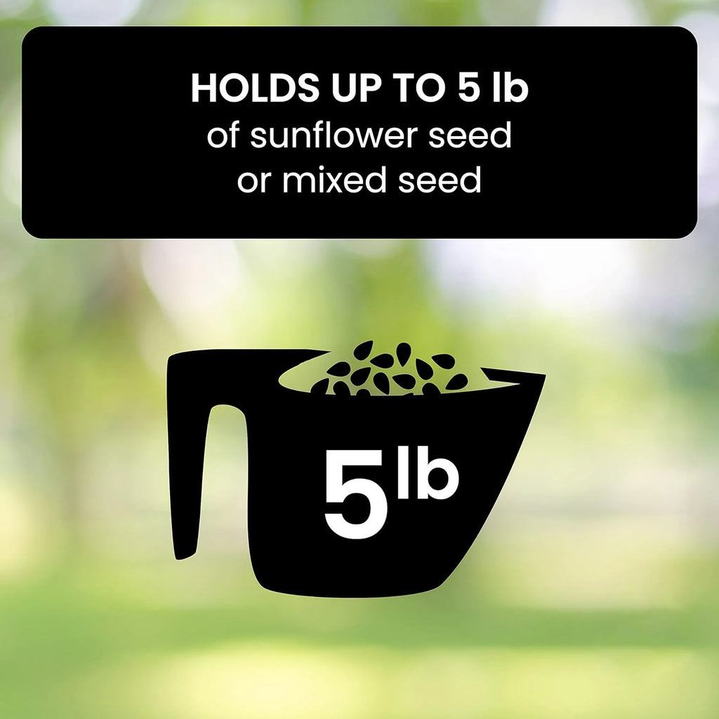 Bird Feeder | Squirrel-Proof & Weight-Activated Perch | 5-Pound Capacity