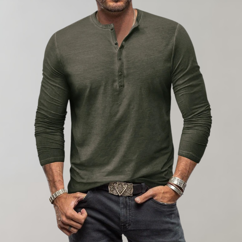 Henley Shirt | Breathable Stretch Cotton-Blend | Long Sleeve Button Placket
