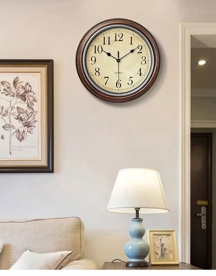 Wall Clock | Silent Non-Ticking Brown Finish | 30 cm