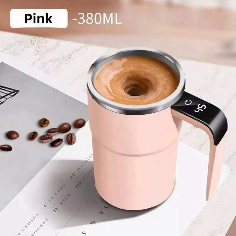 Self-Stirring Travel Mug | Magnetic Mixer & Digital Temperature Display | 13 Oz