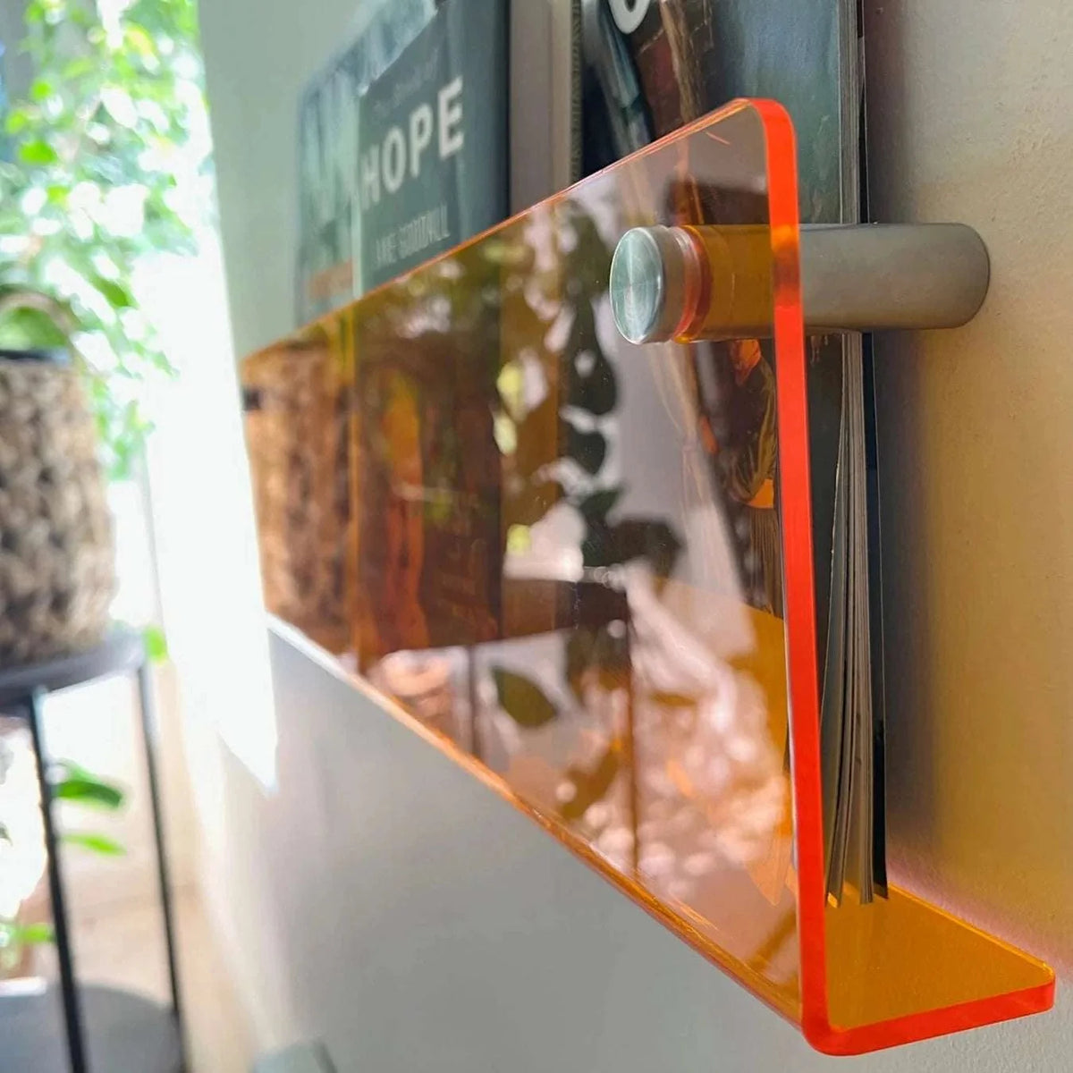 Wall-Mounted Magazine Shelf | Clear Acrylic & Easy Install | S/M/L Sizes