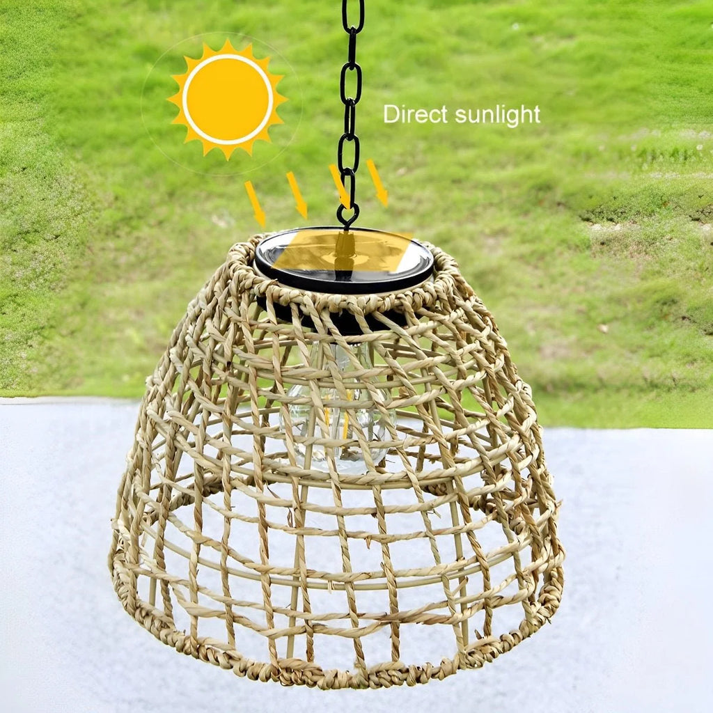 Bell Lantern | Solar Handwoven Rattan & Weatherproof