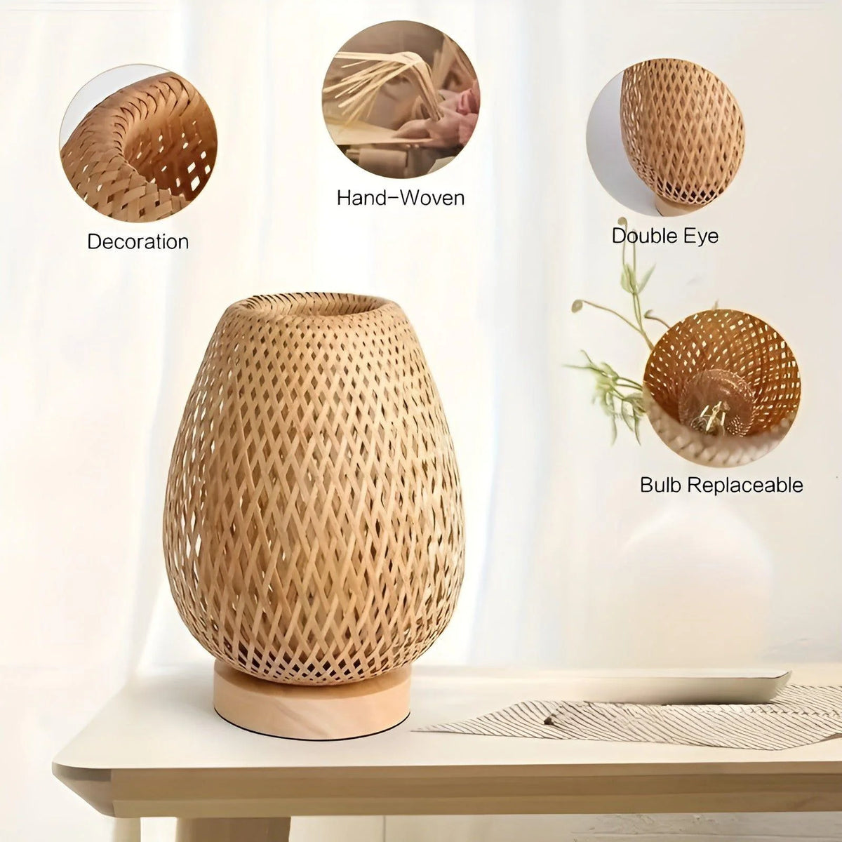 Table Lamp | Natural Bamboo USB-Powered & Energy Efficient