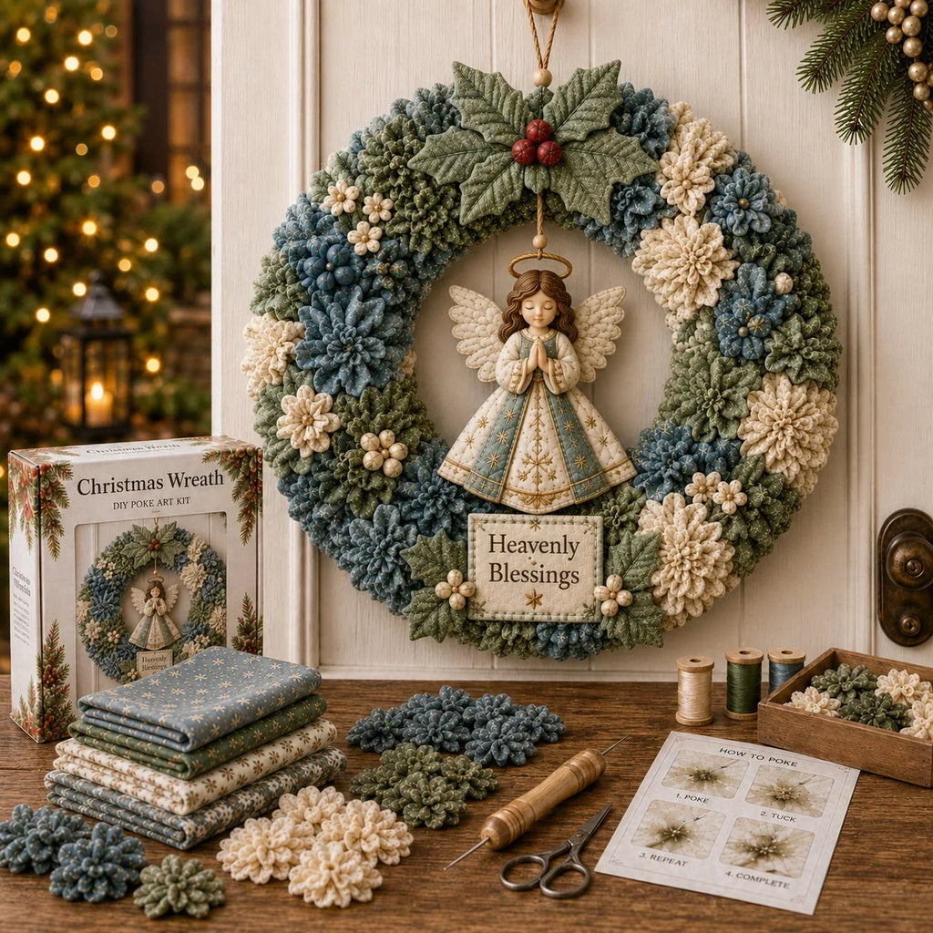 Christmas Wreath Craft Kit | No-Sew 3D Fabric Flowers