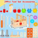Wooden Tool Set for Kids | Multifunctional Workbench & Storage Box | 29-Piece Set