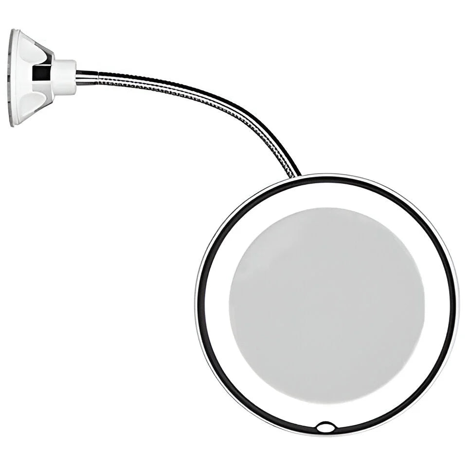 Makeup Mirror | 10X Magnification & LED | Suction Cup Mount