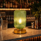 Table Lamp | Vintage Ribbed Glass & Gold Base