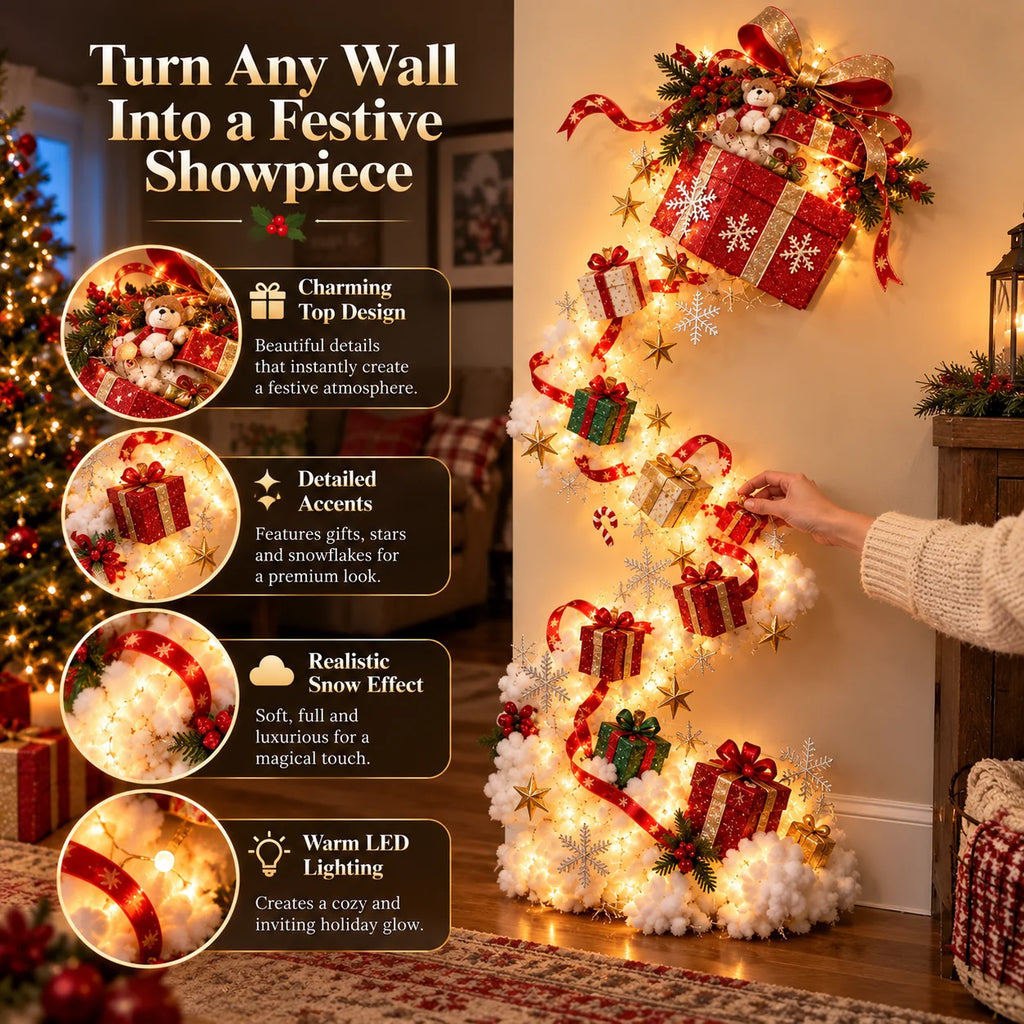 Christmas Wall Decoration | Cascading Design & Warm Lights
