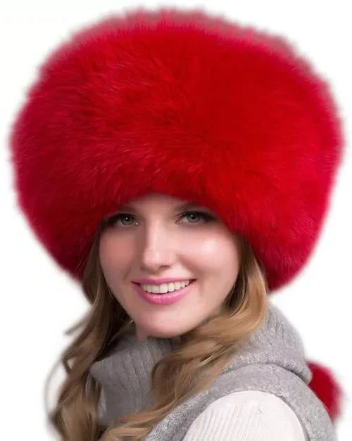 Women's Winter Hat | Natural Fox Fur & Integrated Earmuffs | One Size Fits Most
