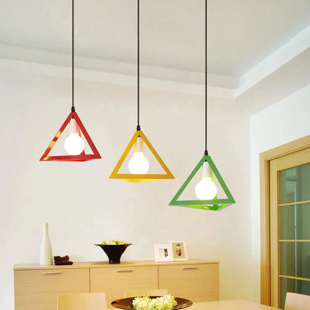 Pendant Light | Vintage Pyramidal & Wrought Iron | Warm Glow
