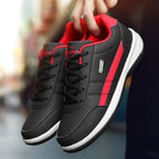 Men’s Sneakers | Textured Leather Lace-Up | Low-Top Contrast Panel