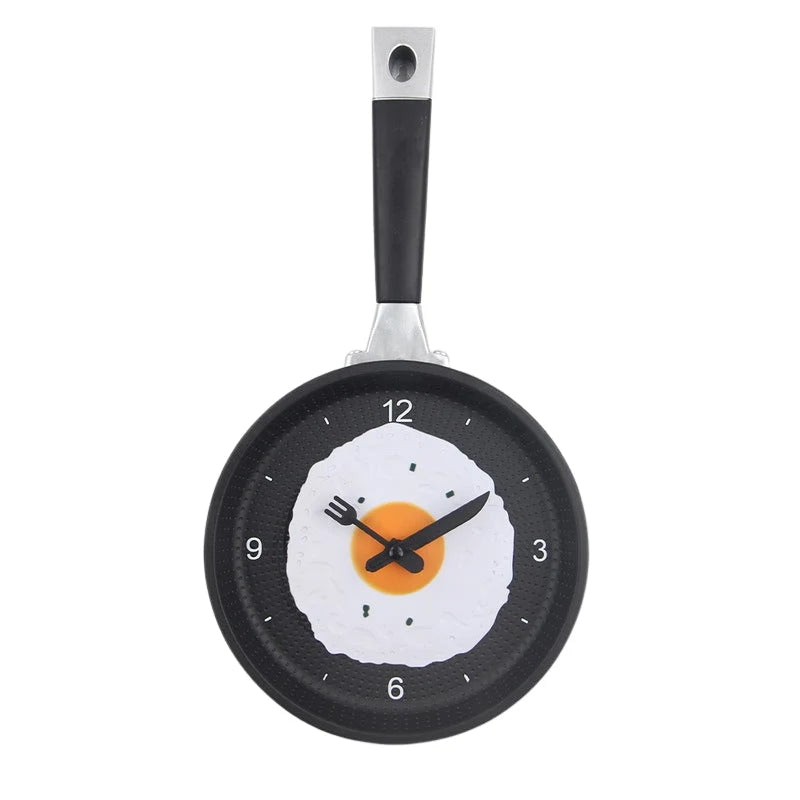 Wall Clock | Frying Pan & Fried Egg | Easy-To-Read Numbers