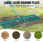 Lawn Leveling Rake | Wide Aluminum Base & Ergonomic Long Handle | 91 x 25 cm
