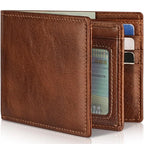 Men’s Wallet | RFID-Blocking Genuine Leather Slim Bifold | 13 Card Slots