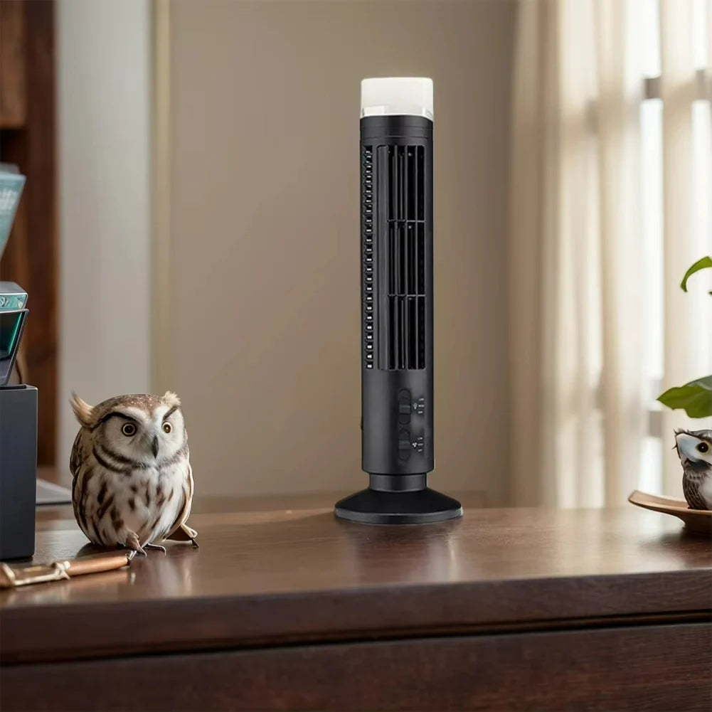 Tower Fan | Bladeless & USB-Powered | Compact Desktop Design