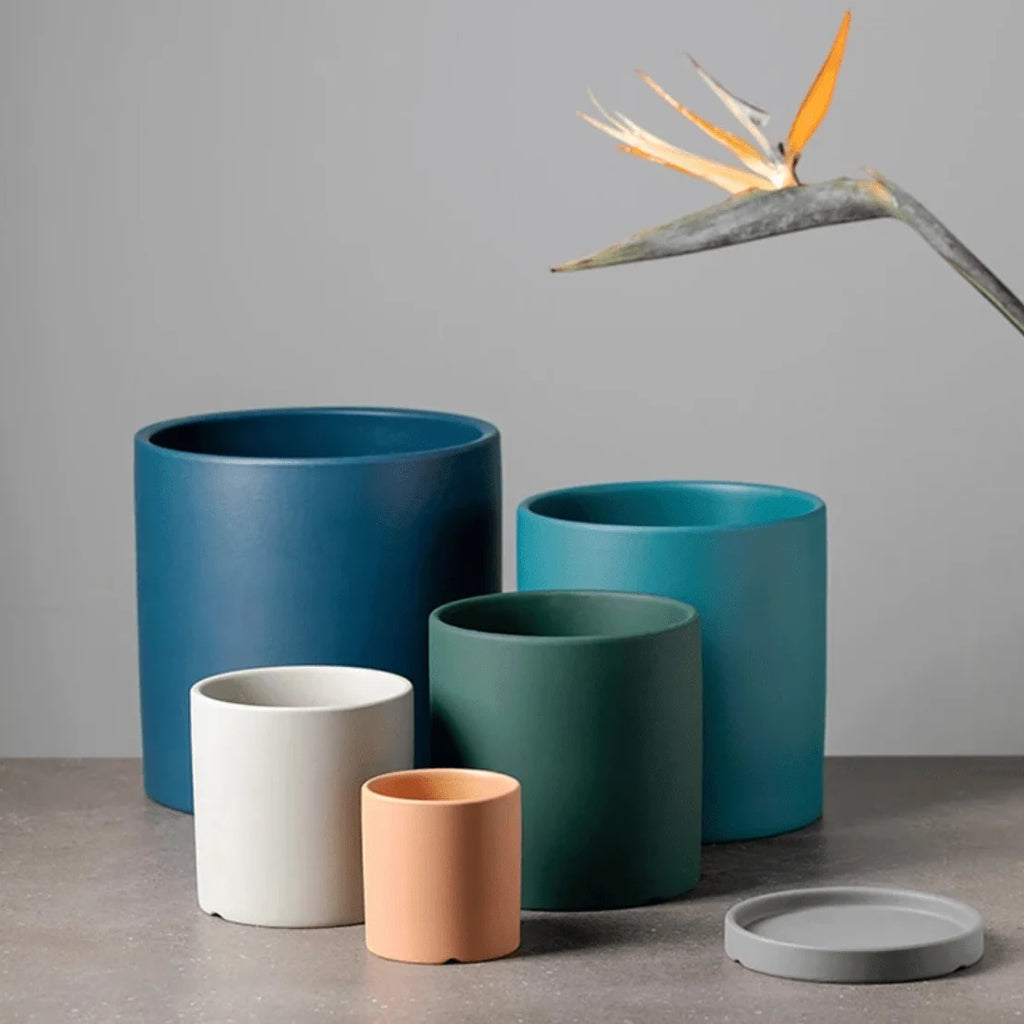 Plant Pot | Matte Glazed Ceramic, Matching Saucer & Drainage Hole