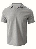 Men’s Polo Shirt | Short Sleeve V-Neck | Waffle Texture & Stretch Fabric