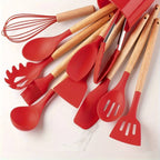 Kitchen Utensil Set | Heat-Resistant Silicone & Wooden Handles | 12-Piece