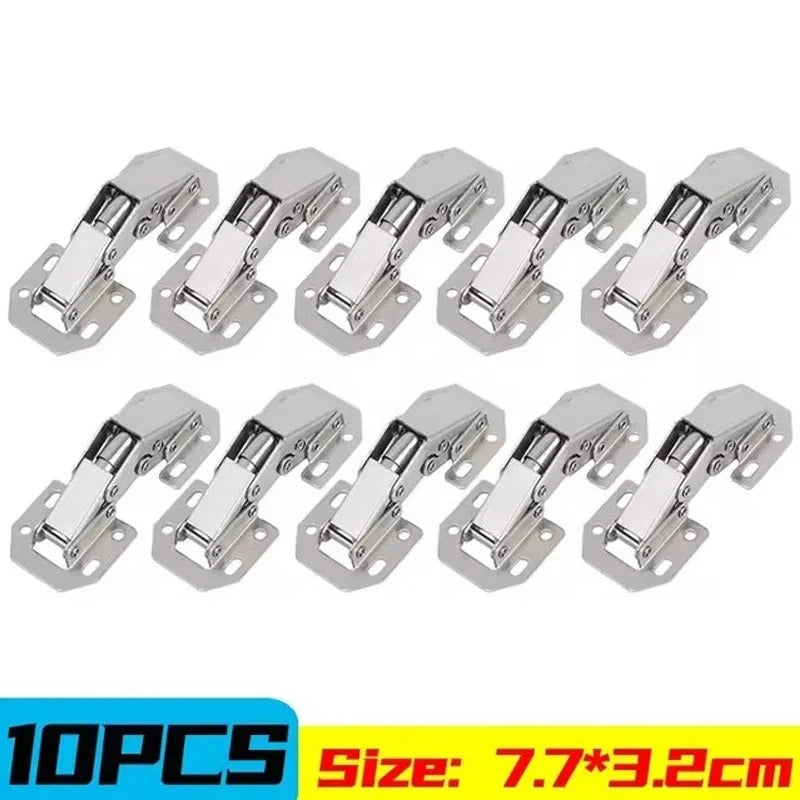 Cabinet Hinges | Hydraulic Soft-Close & Nickel-Plated Steel For Frameless Doors | Pack of 10