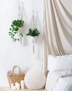 Macrame Plant Hangers | Handmade Cotton Cord & Beads | Set of 4