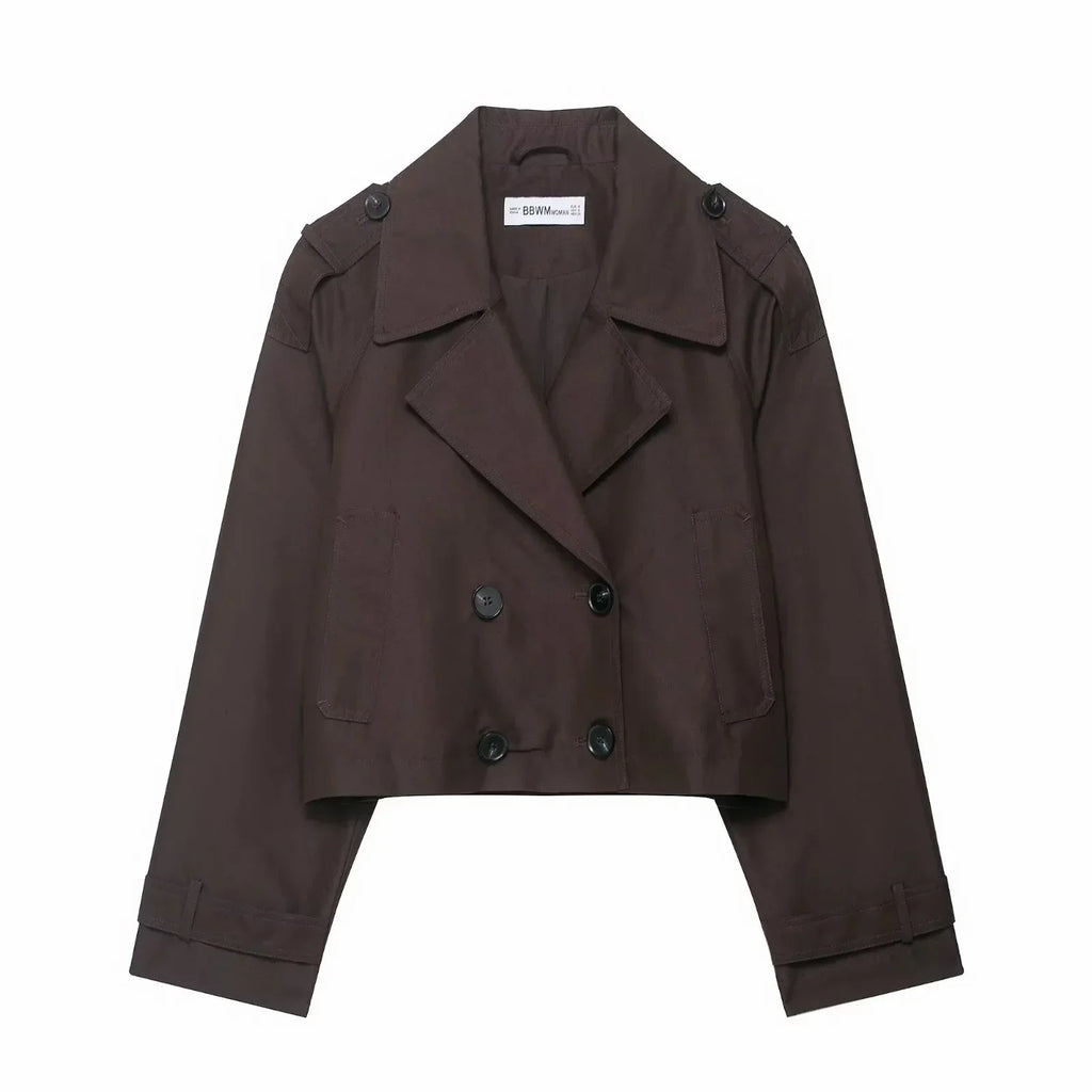 Trench Coat | Double-Breasted & Cropped | Functional Pockets