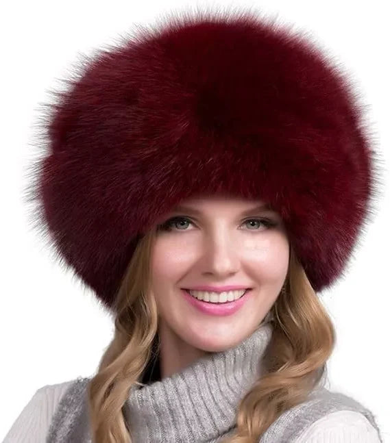 Women's Winter Hat | Natural Fox Fur & Integrated Earmuffs | One Size Fits Most
