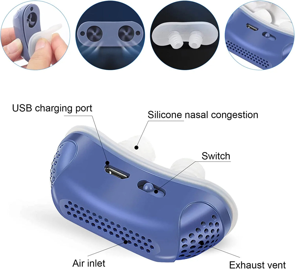 Maskless CPAP | USB-Rechargeable Silicone Nasal Cones