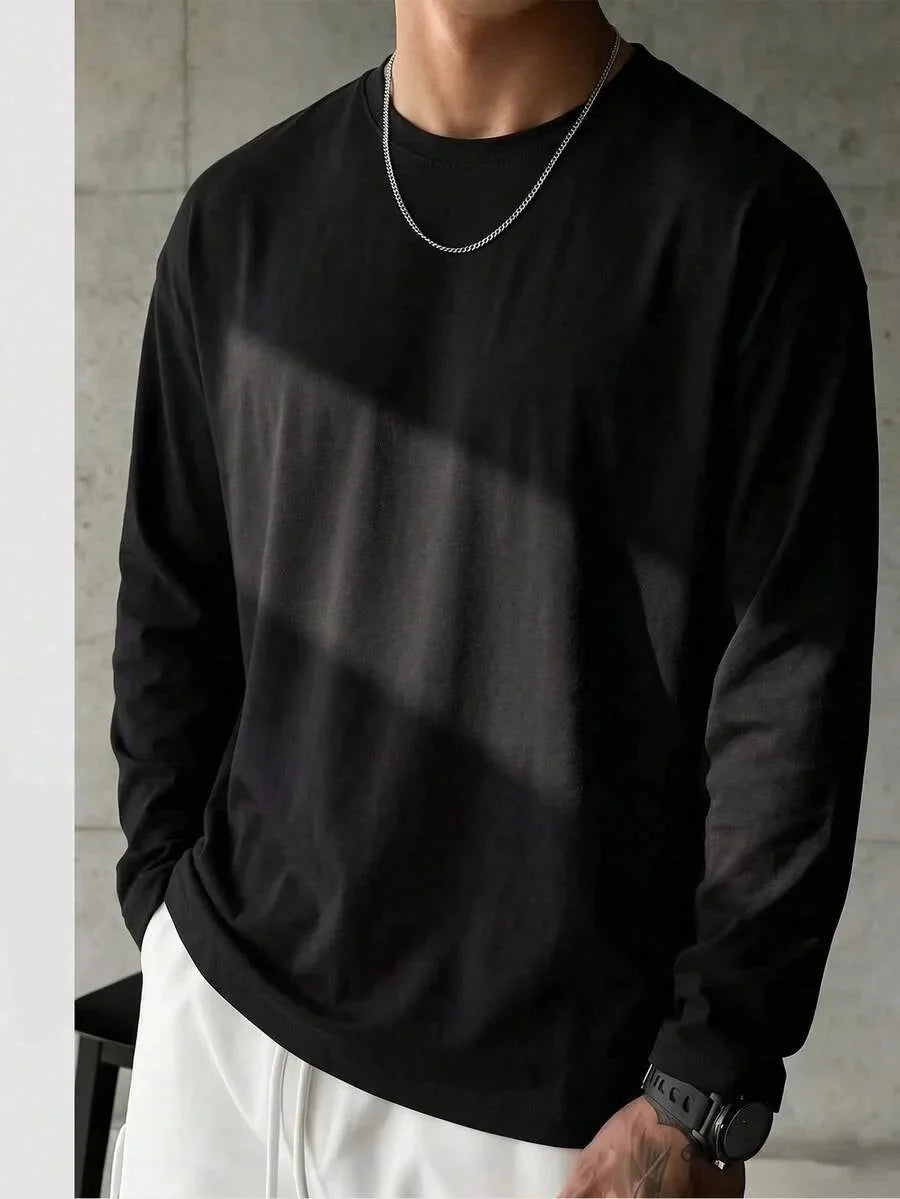 Men’s Long-Sleeve Shirt | Knitted Crew Neck | Regular Fit