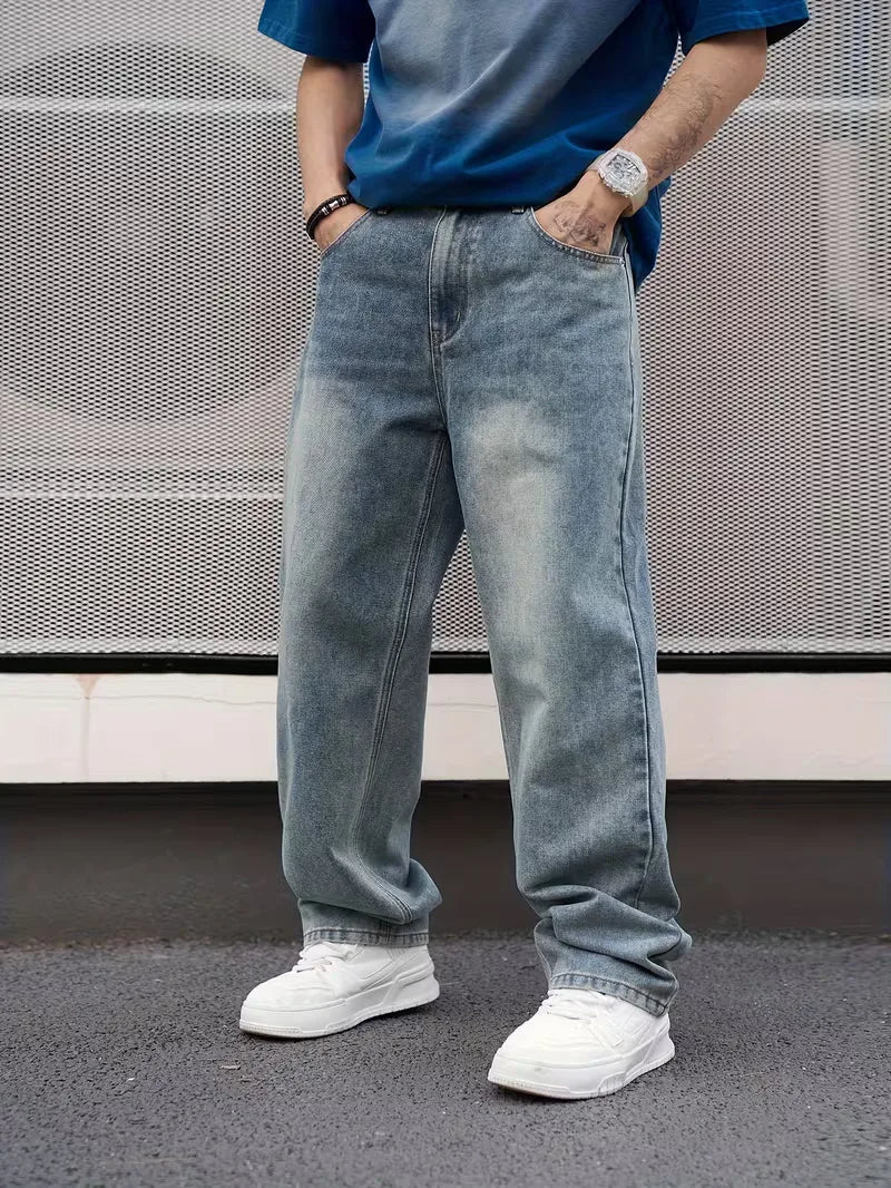 Men’s Jeans | Loose Fit & Wide Leg | Vintage Blue Wash