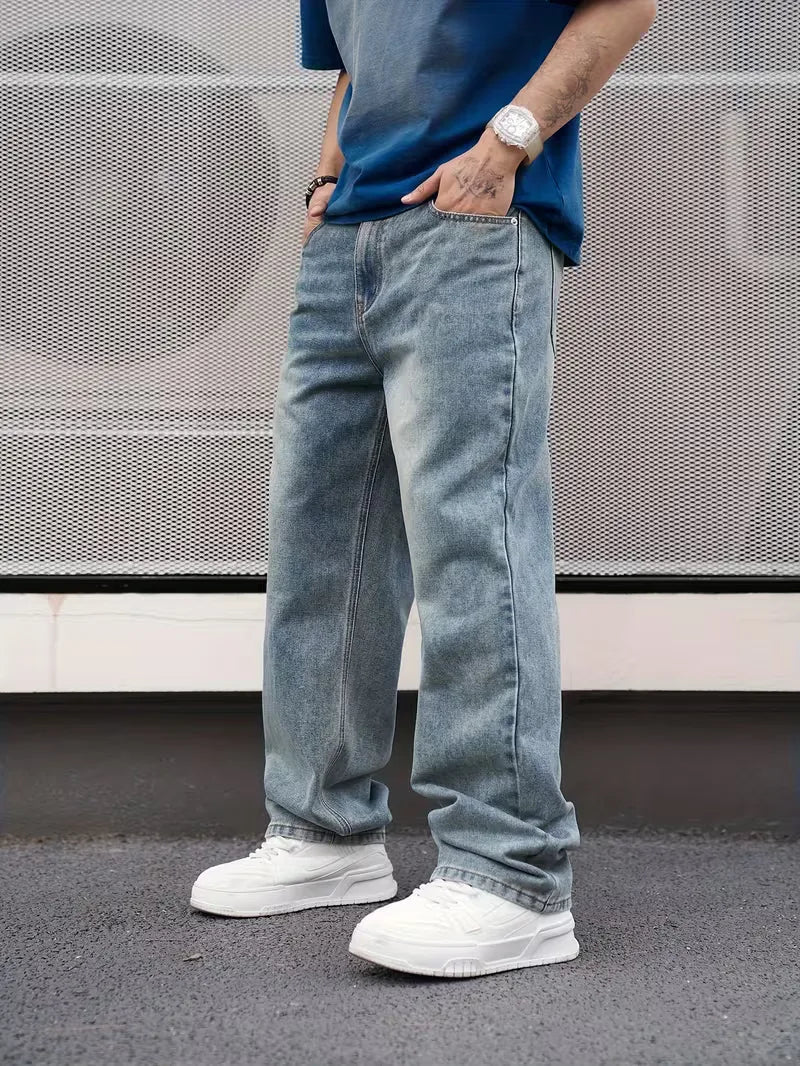 Men’s Jeans | Loose Fit & Wide Leg | Vintage Blue Wash