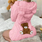 Fleece Romper | Plush Hood With Bear Ears | Front Zipper