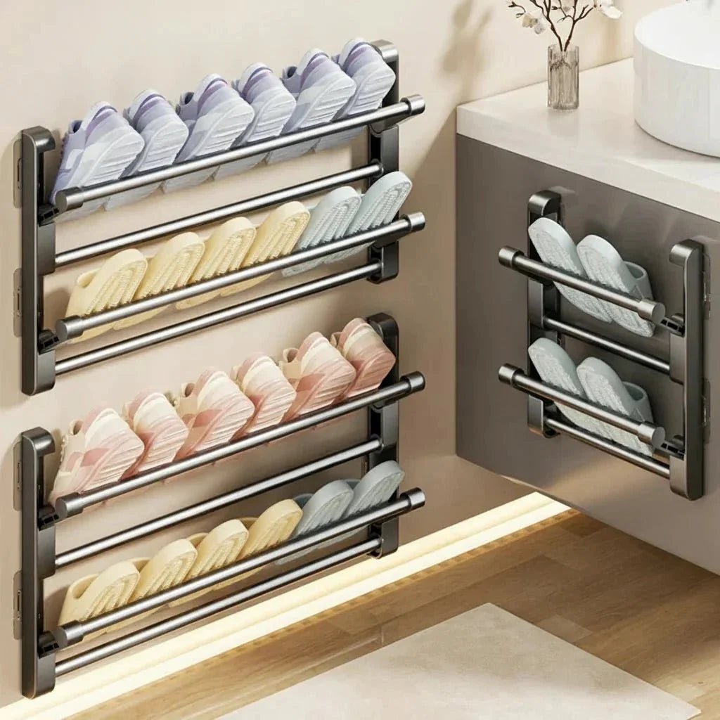 Shoe Rack | Wall-Mounted & Integrated Drainage | Mounting Hardware Included