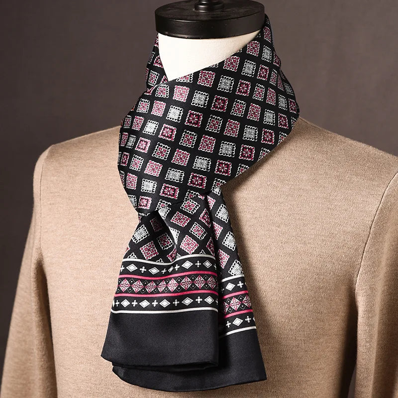 Silk Scarf | 100% Mulberry Silk Polka Dot Double-Layered | 160 x 25 cm
