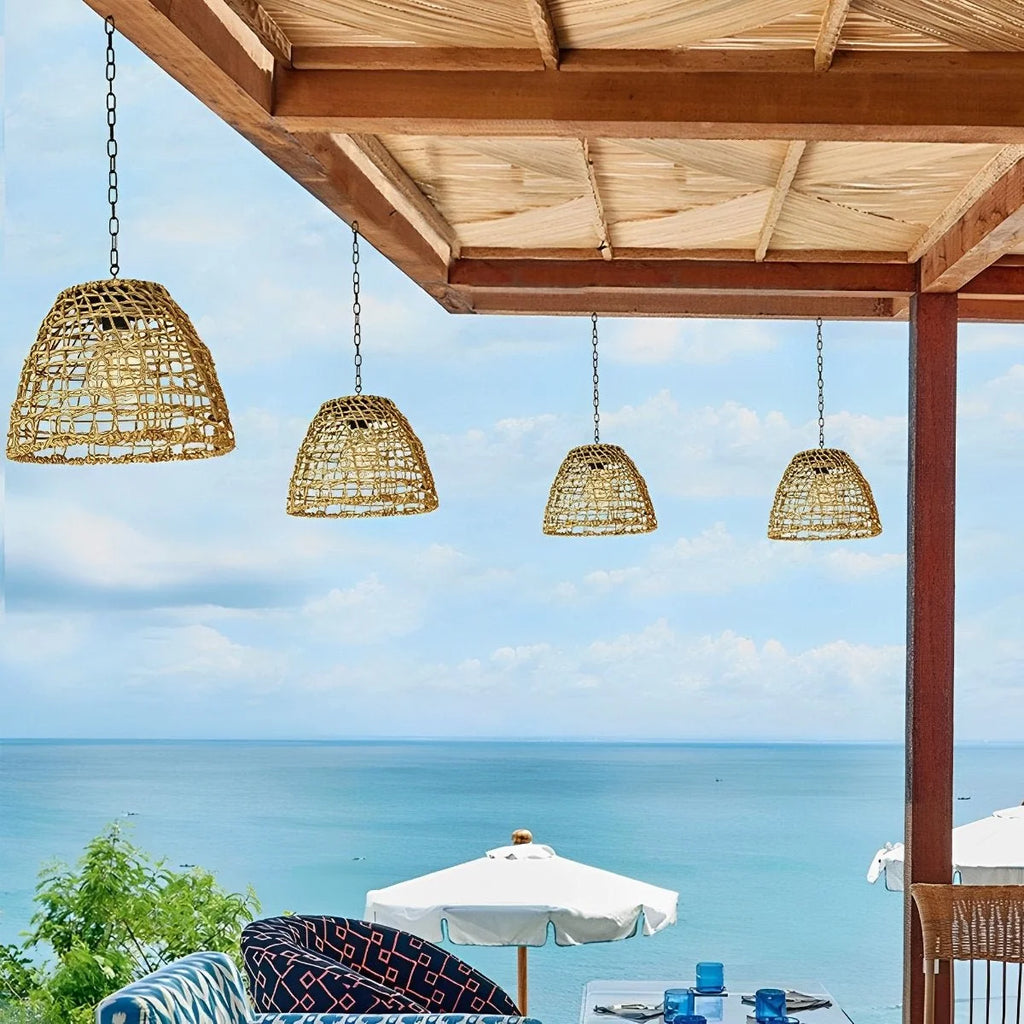 Bell Lantern | Solar Handwoven Rattan & Weatherproof
