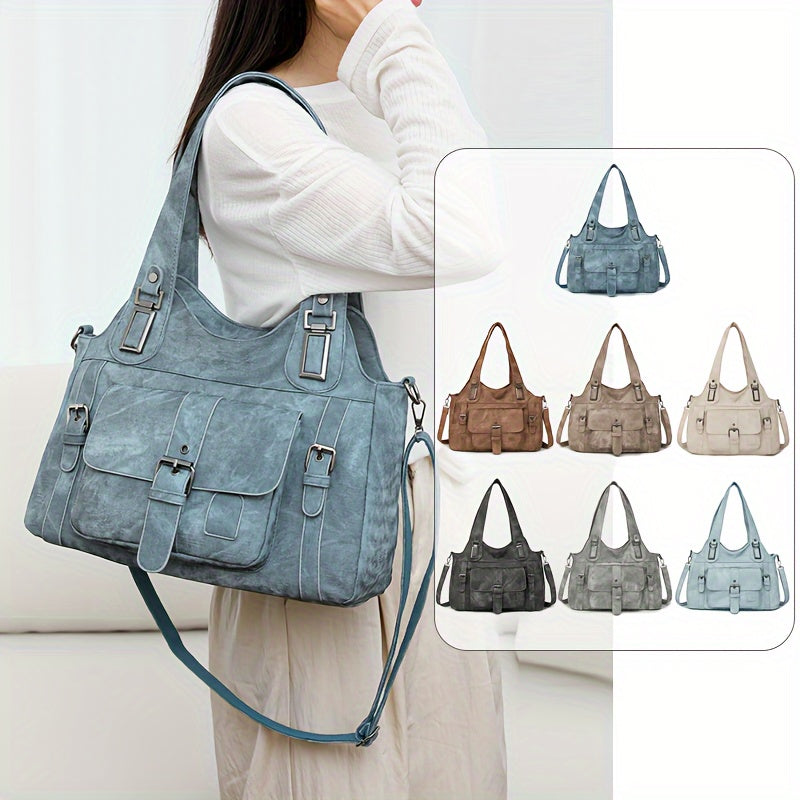 Tote Bag | Vintage Synthetic Leather | Multiple Pockets & Zip Closure