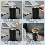 Self-Stirring Travel Mug | Magnetic Mixer & Digital Temperature Display | 13 Oz