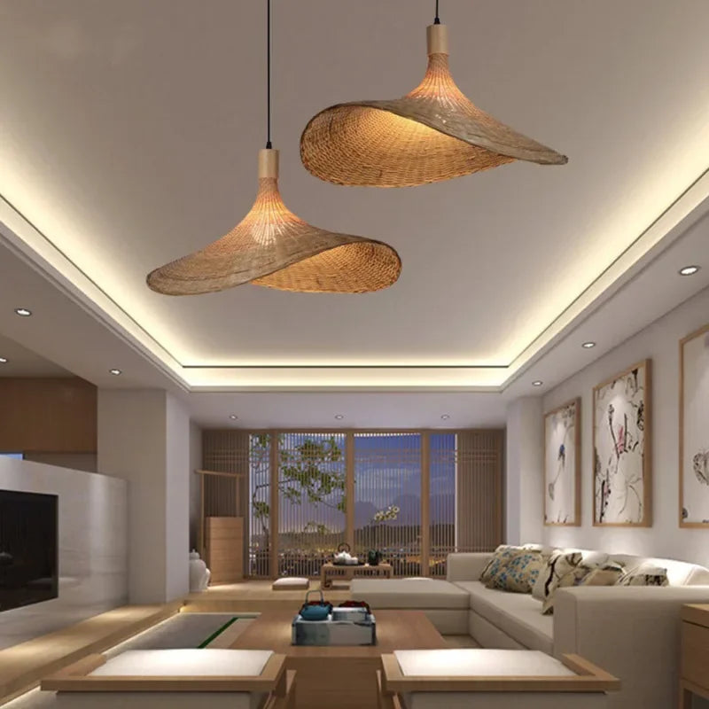 Pendant Lamp | Handwoven Bamboo Basket & Warm Ambient Light | Multiple Sizes