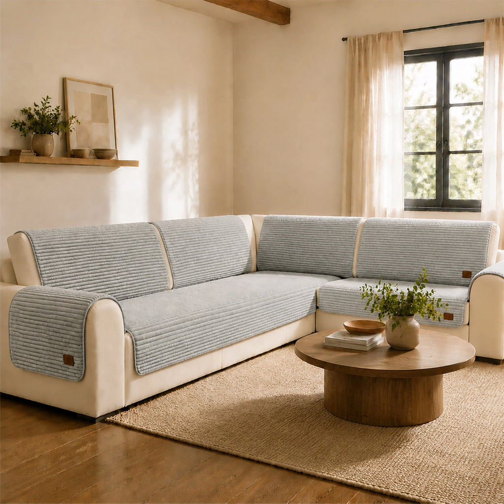 Sofa Cover | Plush Striped & Non-Slip | Machine Washable