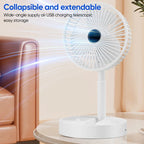 Table Fan | Foldable Telescopic & USB-C Rechargeable | Smartphone Holder