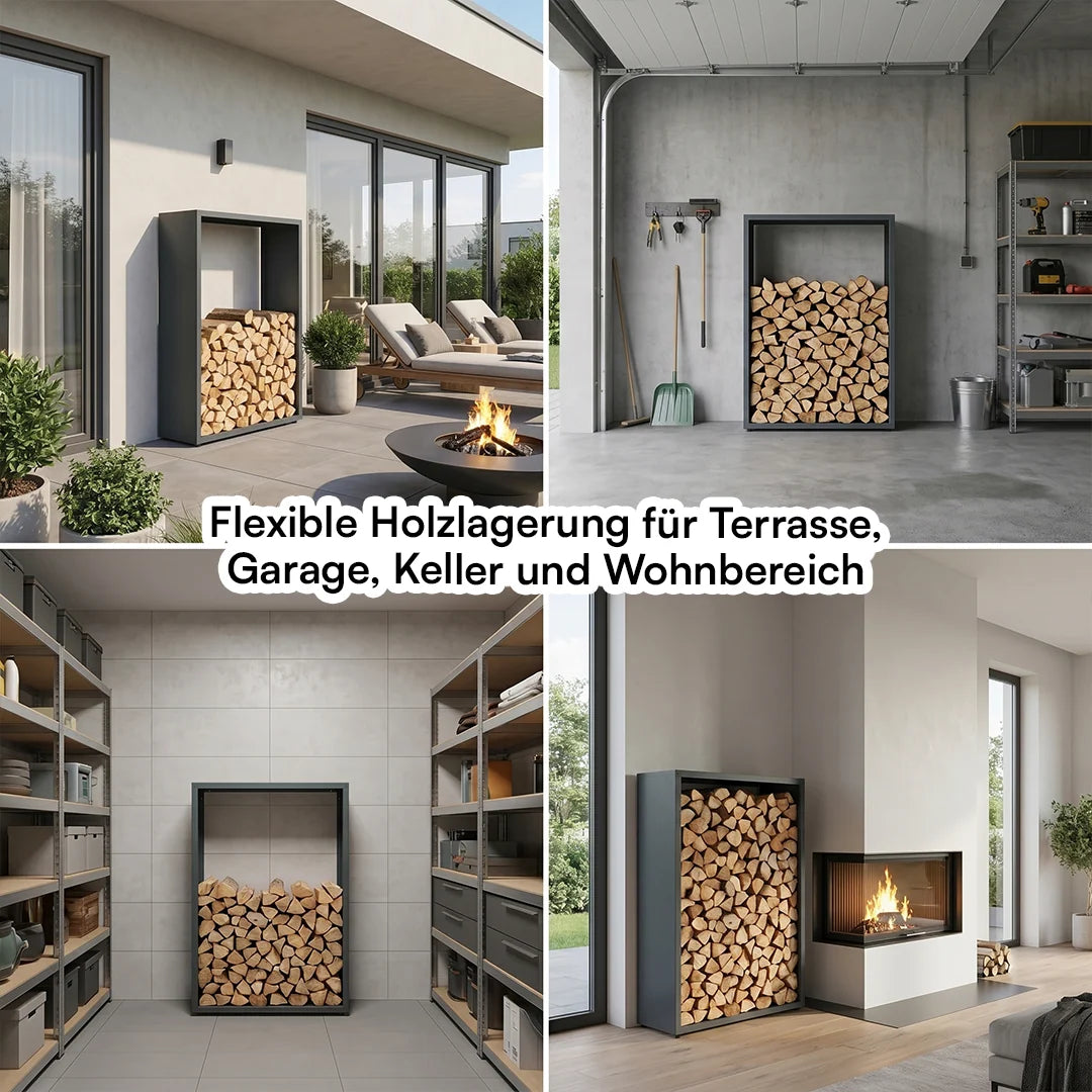 Firewood Rack | Galvanized Steel & Weather-Resistant | Adjustable Feet