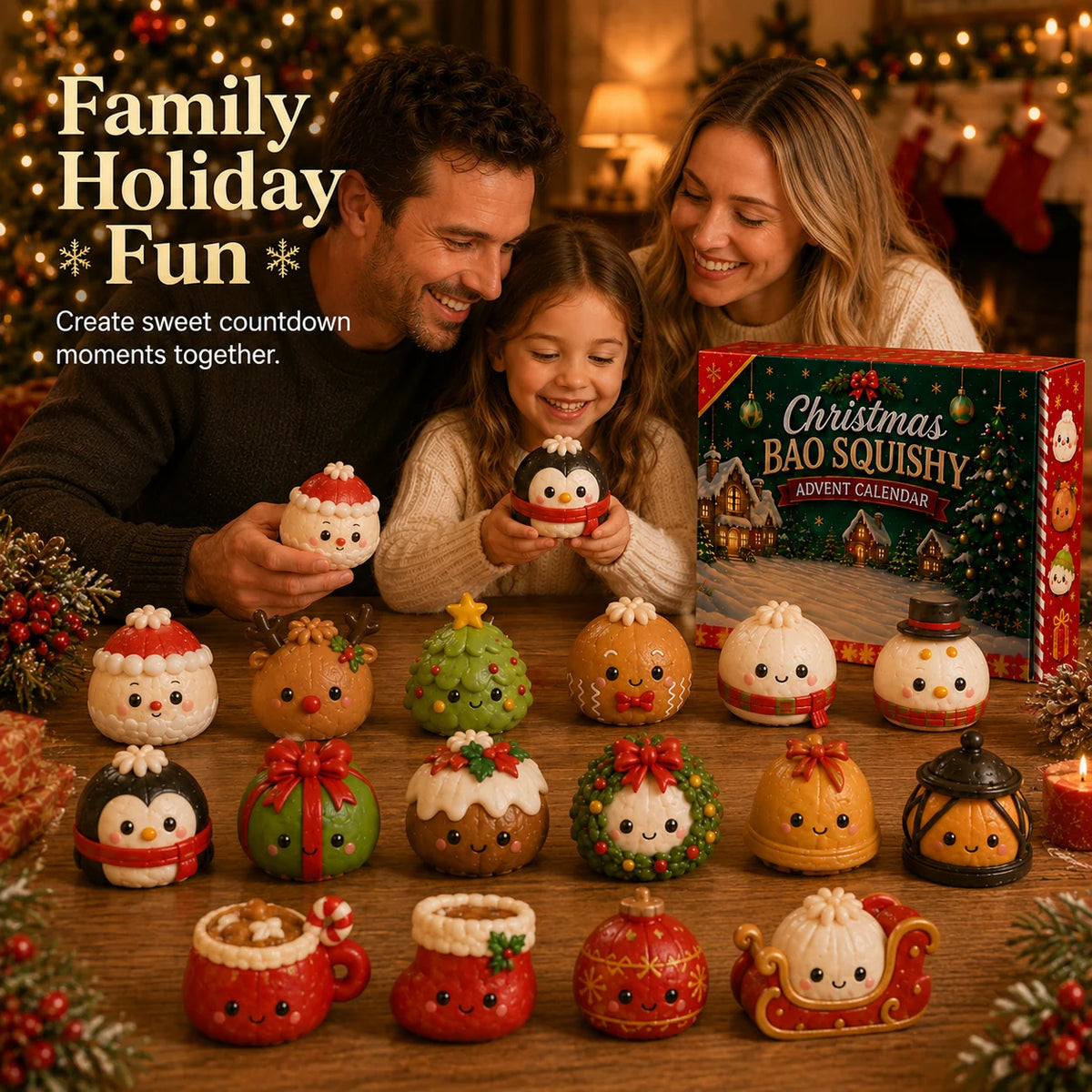 Advent Calendar | Soft Bao-Shaped Squishy Figures | 24-Day Christmas Countdown