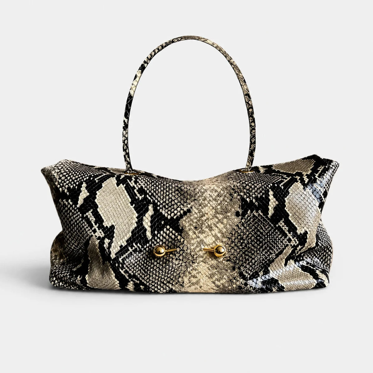 Shoulder Bag | Crocodile-Embossed Vegan Leather | Gold-Tone Hardware