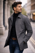 Men's Trench Coat | Pointed Collar & Button Front Closure