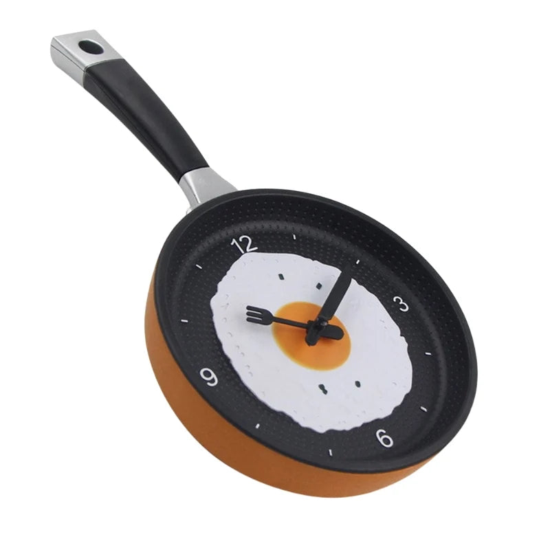 Wall Clock | Frying Pan & Fried Egg | Easy-To-Read Numbers