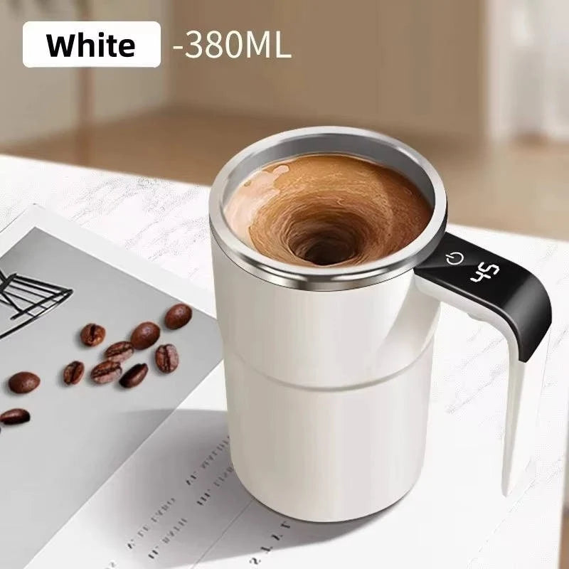 Self-Stirring Travel Mug | Magnetic Mixer & Digital Temperature Display | 13 Oz