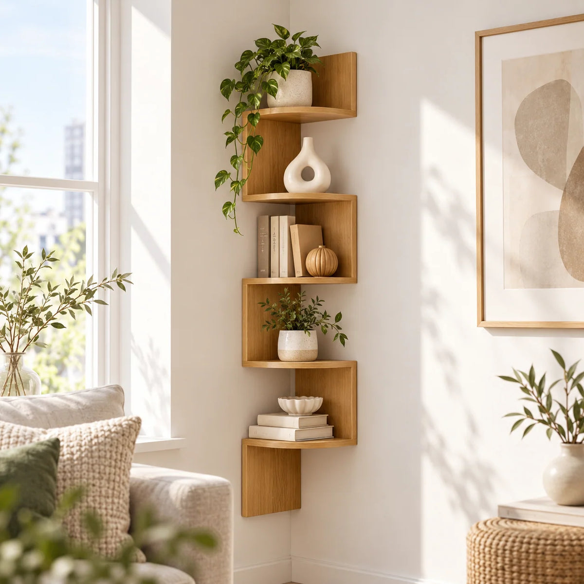 Corner Wall Shelf | Space-Saving Multi-Tier Design